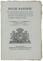 REGIE PATENTI colle quali S.M. prescrive l'osservanza in tutti i suoi Stati di Terra-ferma dell'annessa Tariffa pei diritti d'Emolumento delle sentenze, tanto dei Magistrati Supremi,