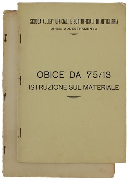 OBICE DA 75/13: Istruzione sul materiale + tavole (2 volumi) - copertina