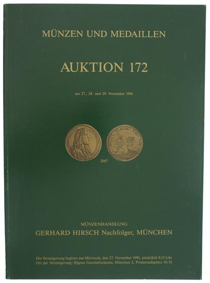MUNZEN UND MEDAILLEN AUKTION 172: Munchen 27, 28, 29 November 1991 - copertina