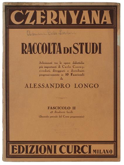 CZERNYANA. Raccolta di Studi selezionati tra le opere... di Carlo Czerny - Alessandro Longo - copertina