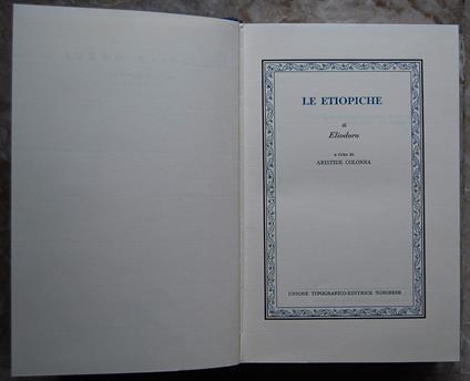 Le Etiopiche - Eliodoro - copertina