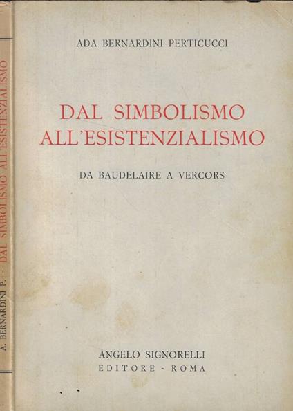 Dal simbolismo all'esistenzialismo - copertina