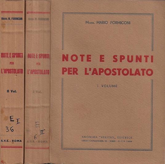 Note e spunti per l'apostolato. Vol. I, Vol. II - Mario Formiconi - copertina