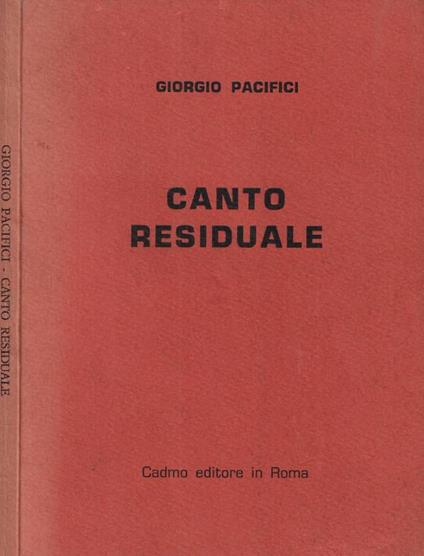 Canto residuale - Giorgio Pacifici - copertina