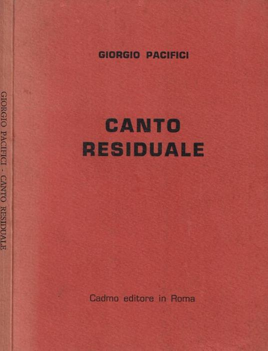 Canto residuale - Giorgio Pacifici - copertina