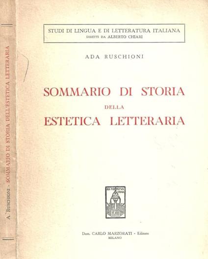 Sommario di storia della estetica letteraria - Ada Ruschioni - copertina