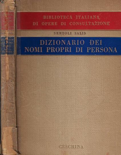 Dizionario dei nomi propri di persona - Renzo Sertoli Salis - copertina