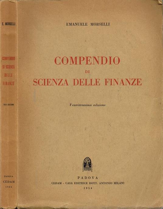 Compendio di Scienze delle Finanze - Emanuele Morselli - copertina