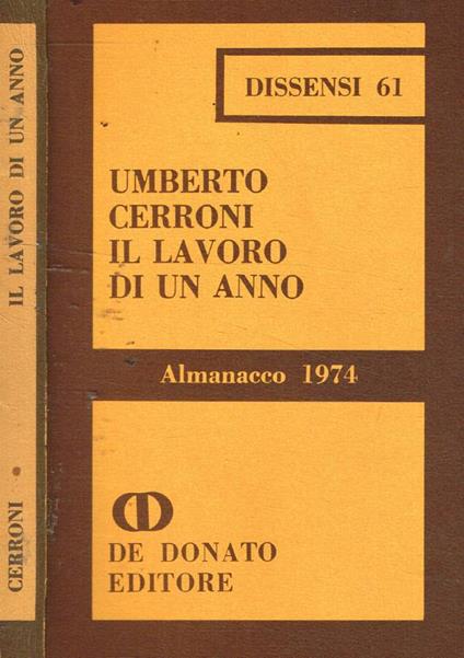 Il lavoro di un anno. Almanacco 1974 - Umberto Cerroni - copertina