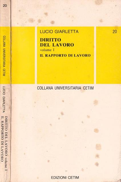 Diritto del lavoro, vol. I - copertina