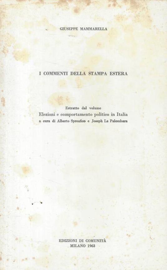 I commenti della stampa estera - Giuseppe Mammarella - copertina