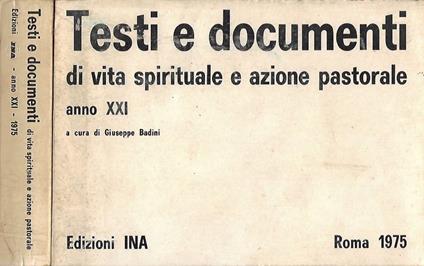 Testi e documenti di vita spirituale e azione pastorale - copertina