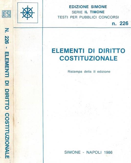 Elementi di diritto costituzionale - copertina