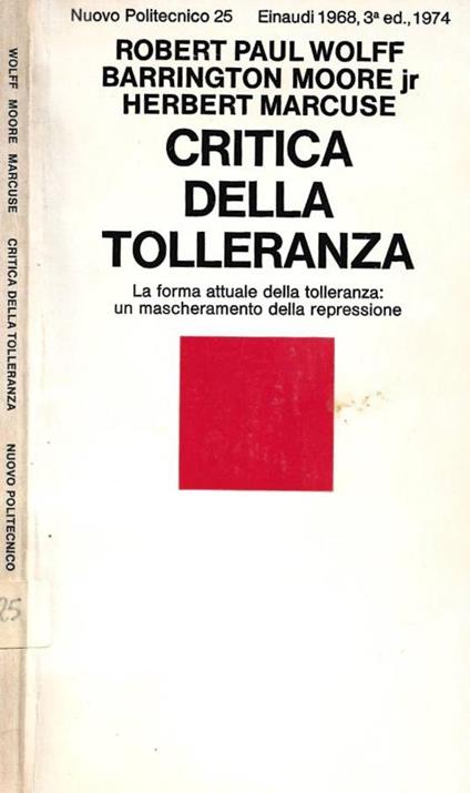 Critica della tolleranza - copertina