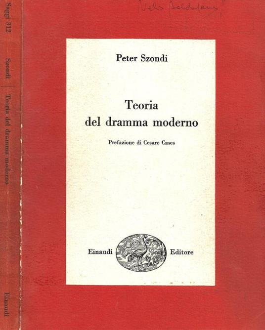 Teoria del dramma moderno - Peter Szondi - copertina