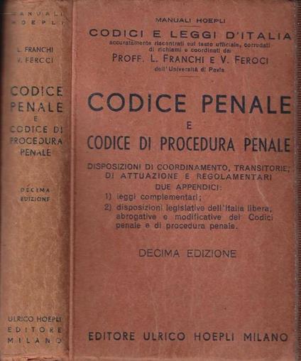 Codice penale e codice di procedura penale - copertina