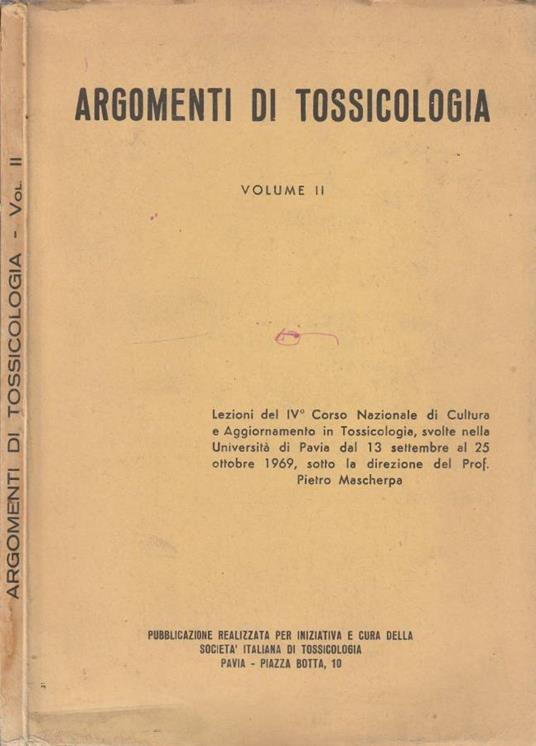Argomenti di tossicologia vol II - copertina