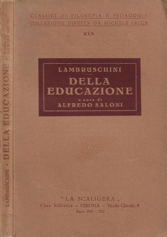 Della Educazione - Raffaello Lambruschini - copertina
