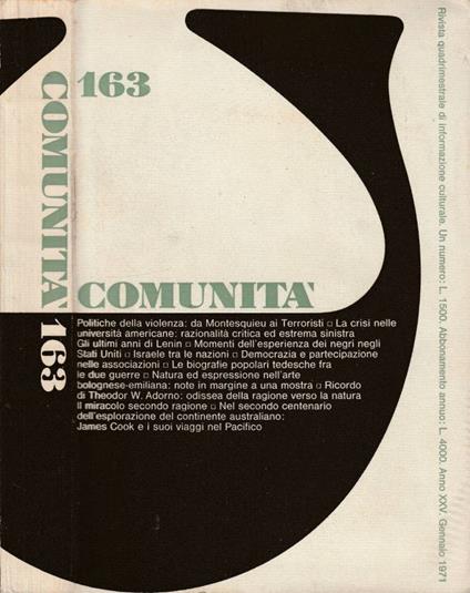 Comunità anno XXV, n 163, gennaio 1971 - copertina