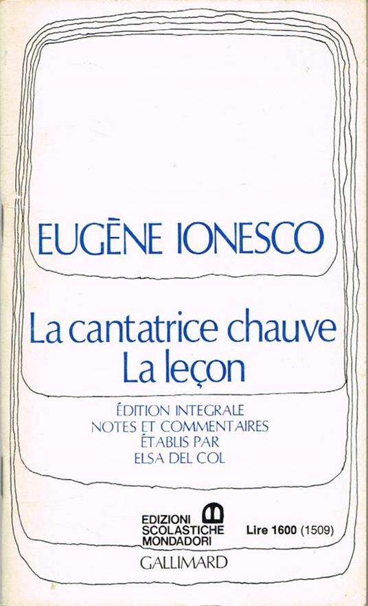 La cantatrice chauve - La lecon - Eugène Ionesco - copertina