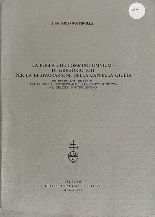 La bolla de comuni omnium di Gregorio XIII per la restaurazione della Cappella Giulia - copertina