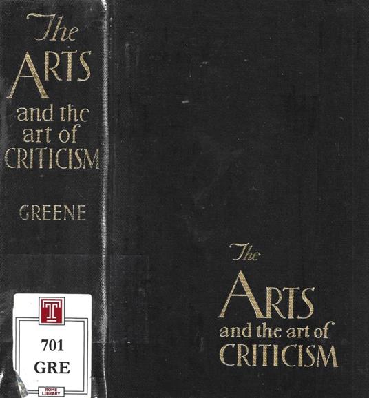 The Arts and the Art of Criticism - copertina