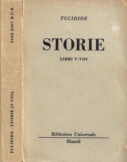Storie. Libri V-VIII - Tucidide - copertina