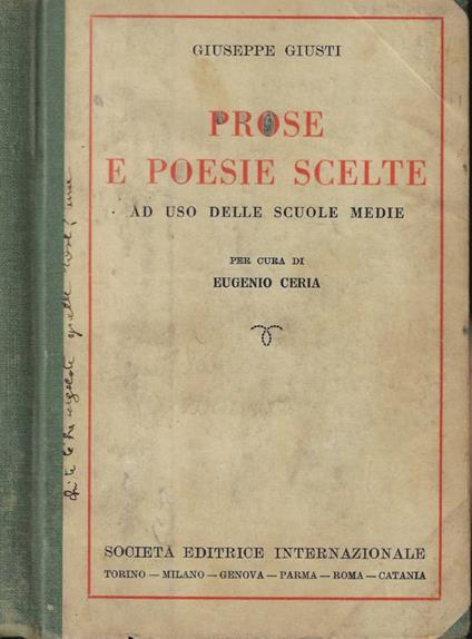 Prose e poesie scelte - Giuseppe Giusti - copertina