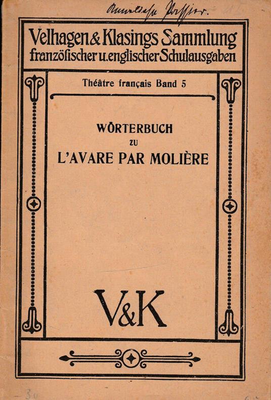 Worterbuch zu l'Avare par Moliere - copertina