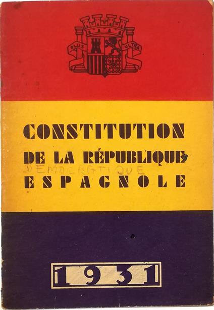 Constitution de la République Espagnole 1931 - copertina