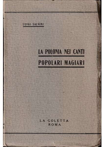 Polonia nei canti popolari magiari - Luigi Salvini - copertina