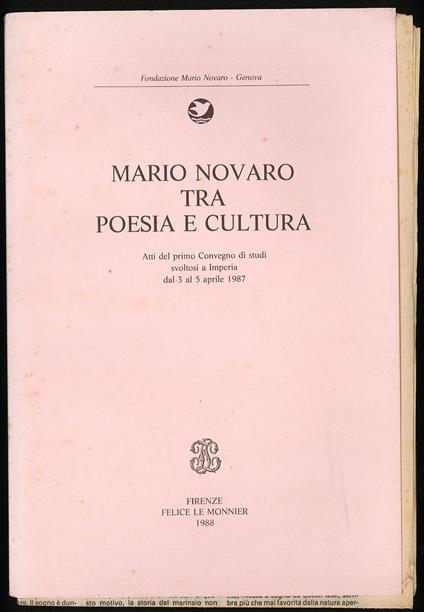 Tra poesia e cultura - Mario Novaro - copertina