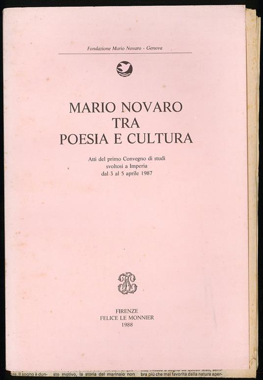 Tra poesia e cultura - Mario Novaro - copertina