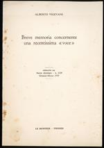 Breve memoria concernente una recentissima voce