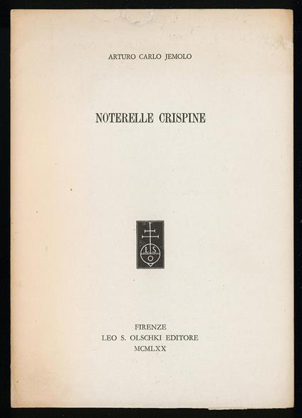 Notarelle crispine - Arturo Carlo Jemolo - copertina
