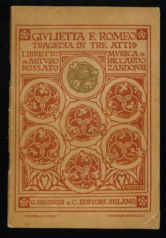 Giulietta e Romeo tragedia in tre atti - Arturo Rossato - copertina