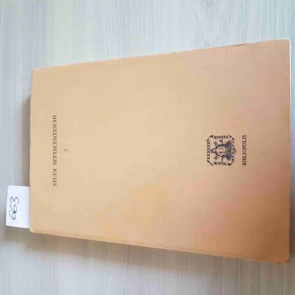 STUDI SETTECENTESCHI 2 ancient part locke smith d'alambert BIBLIOPOLIS 1981 - copertina