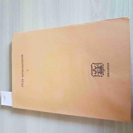 STUDI SETTECENTESCHI 6 architettura barocca sicilia calzabigi BIBLIOPOLIS 1986 - copertina