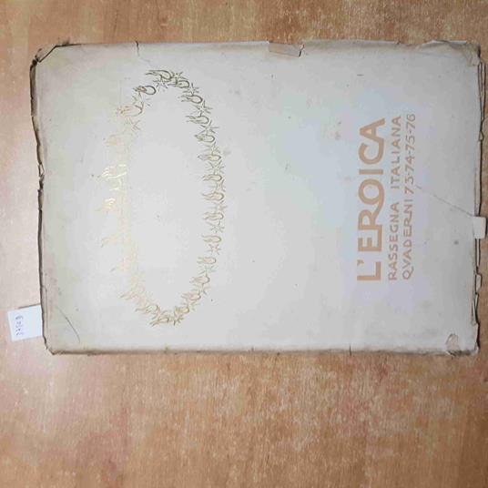 L' EROICA rassegna italiana QUADERNI 73  vittore grubicy de dragon 1921 cozzani - copertina
