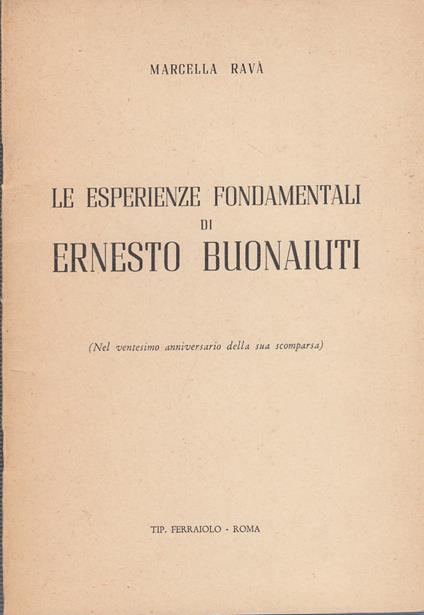 Le esperienze fondamentali di Ernesto Buonaiuti - Marcella Ravenna - copertina
