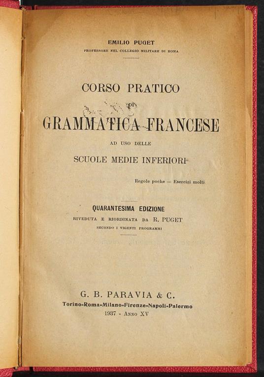 Corso pratico grammatica Francese scuole medie inferiori - copertina