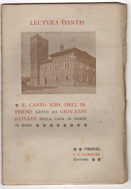 Lectura Dantis. Il canto XXIV dell'inferno - Giovanni Rosadi - copertina