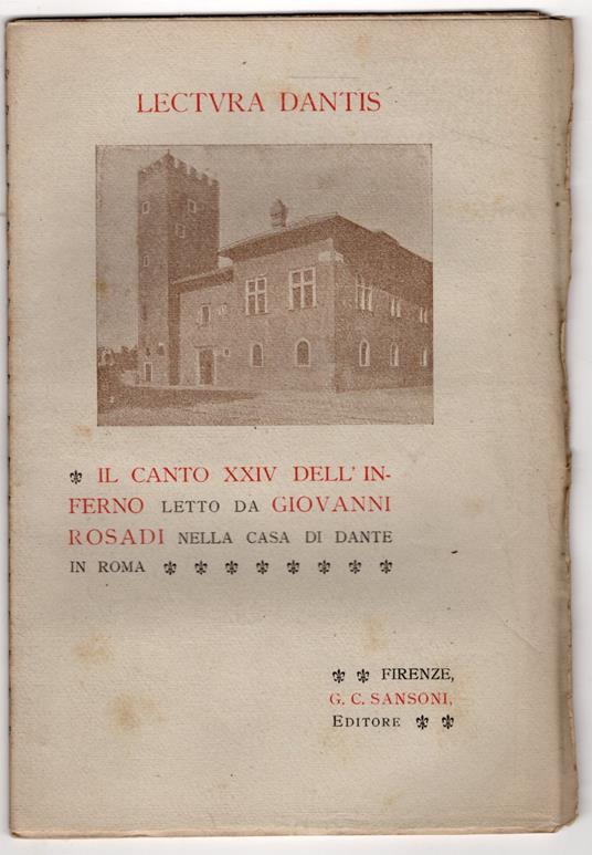 Lectura Dantis. Il canto XXIV dell'inferno - Giovanni Rosadi - copertina