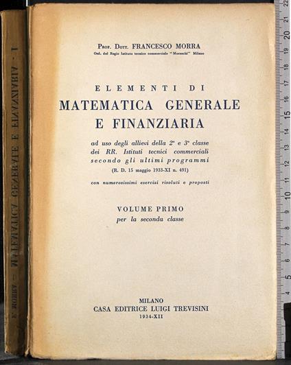 Elementi di matematica generale e finanziaria. Vol 1 - copertina