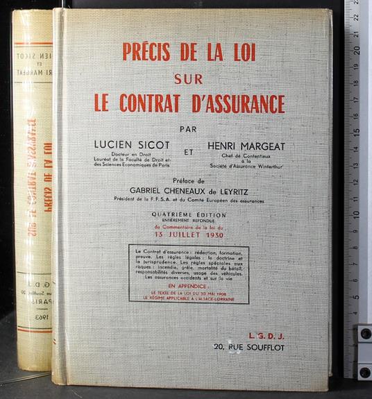 Precis de la loi sur le contrat d'assurance - copertina