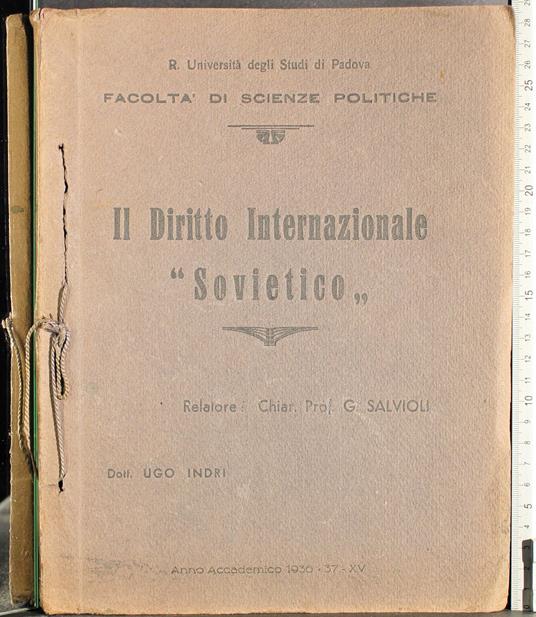 Il Diritto Internazionale "Sovietico" - Ugo Indrio - copertina