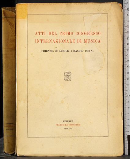 Atti del primo congresso internazionale di musica - copertina