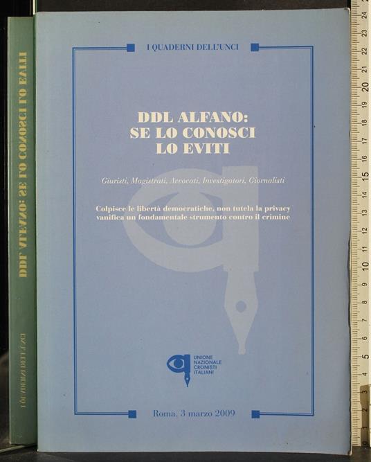 DDL alfano: se lo conosci lo eviti - copertina