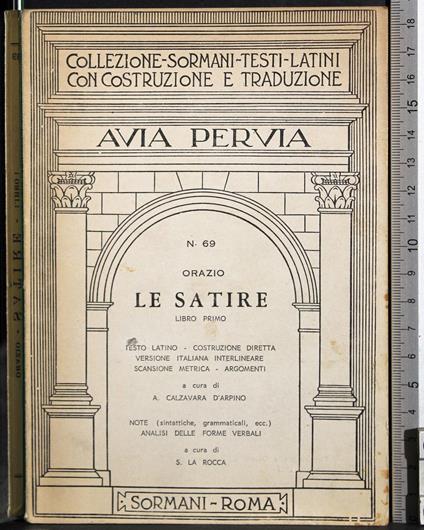 Avia Pervia 69. Le satire. Vol 1 - Orazio - copertina