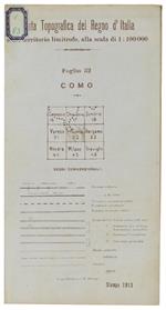 COMO. Foglio 32 della Carta Topografica del Regno d'Italia e del territorio limitrofo, alla scala di 1:100.000. - Istituto Geografico Militare - I.G.M. - 1913